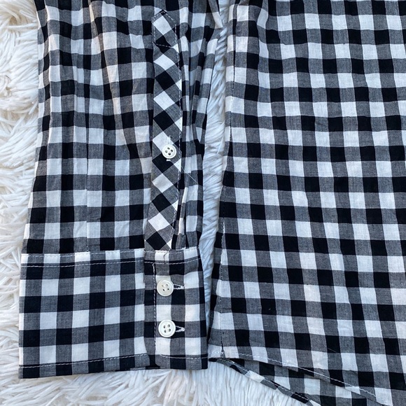 J. Crew Factory Check Tie Hem Button Down Shirt 💗 Black & White - Picture 8 of 13